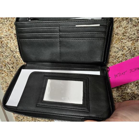 Betsey Johnson Black‎ Zip-Around Wallet with Embossed Design - Picture 6 of 10